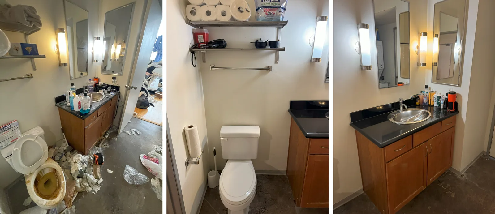 Restroom in Los Angeles — house deep cleaning before and after